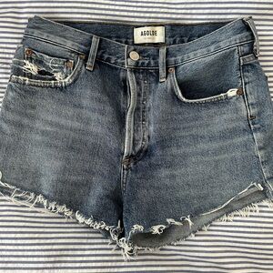 Agolde Blue Jean Shorts High-Waisted Distressed